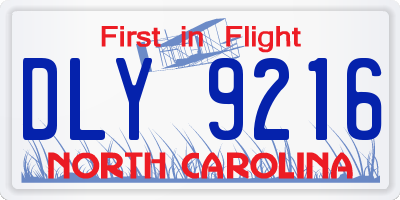 NC license plate DLY9216