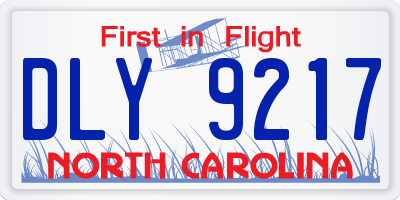 NC license plate DLY9217