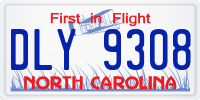 NC license plate DLY9308