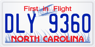 NC license plate DLY9360