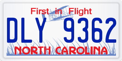 NC license plate DLY9362