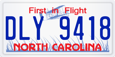 NC license plate DLY9418