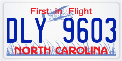 NC license plate DLY9603