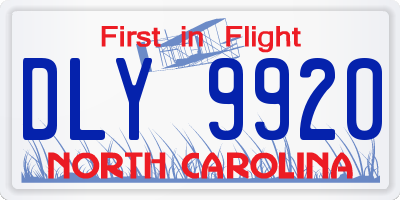 NC license plate DLY9920