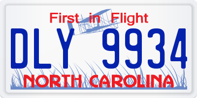 NC license plate DLY9934