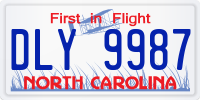 NC license plate DLY9987