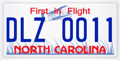 NC license plate DLZ0011