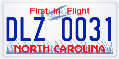 NC license plate DLZ0031