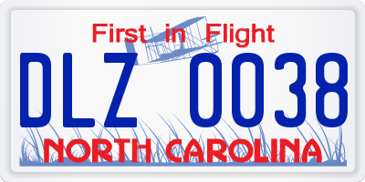 NC license plate DLZ0038