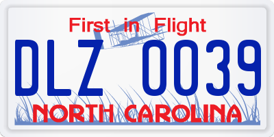 NC license plate DLZ0039