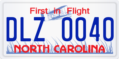 NC license plate DLZ0040