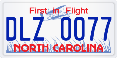 NC license plate DLZ0077