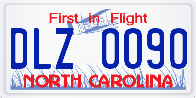 NC license plate DLZ0090