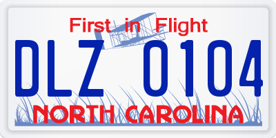 NC license plate DLZ0104