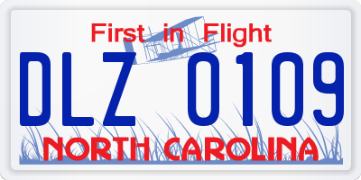 NC license plate DLZ0109