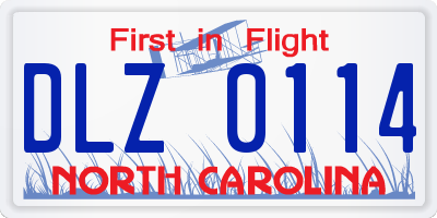 NC license plate DLZ0114