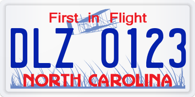 NC license plate DLZ0123