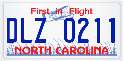 NC license plate DLZ0211