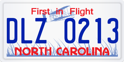 NC license plate DLZ0213