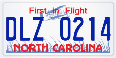 NC license plate DLZ0214