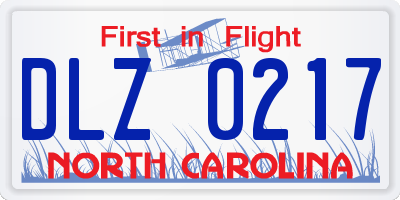 NC license plate DLZ0217