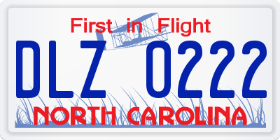 NC license plate DLZ0222