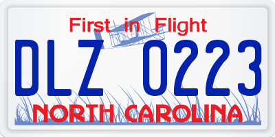 NC license plate DLZ0223