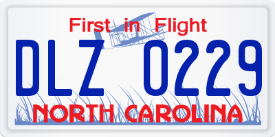 NC license plate DLZ0229