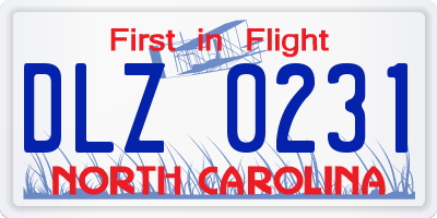 NC license plate DLZ0231
