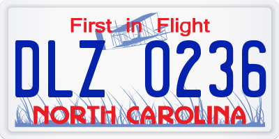 NC license plate DLZ0236