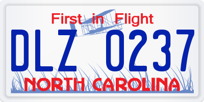 NC license plate DLZ0237