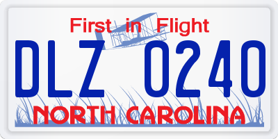 NC license plate DLZ0240