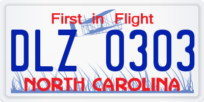 NC license plate DLZ0303
