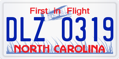 NC license plate DLZ0319
