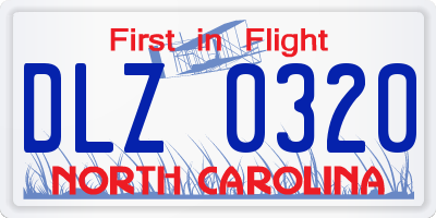NC license plate DLZ0320