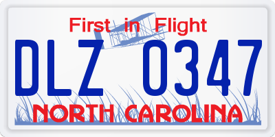 NC license plate DLZ0347