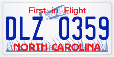 NC license plate DLZ0359