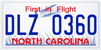 NC license plate DLZ0360