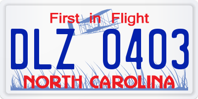 NC license plate DLZ0403