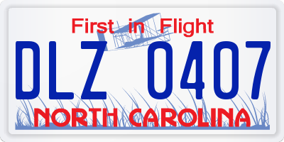 NC license plate DLZ0407