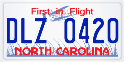 NC license plate DLZ0420