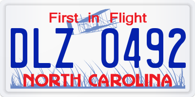 NC license plate DLZ0492