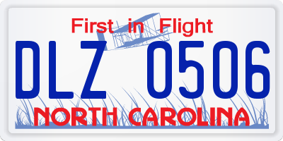 NC license plate DLZ0506