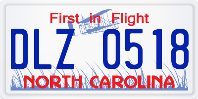 NC license plate DLZ0518