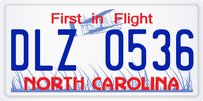 NC license plate DLZ0536