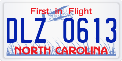 NC license plate DLZ0613