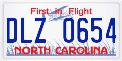 NC license plate DLZ0654