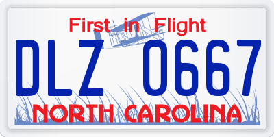 NC license plate DLZ0667
