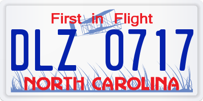 NC license plate DLZ0717
