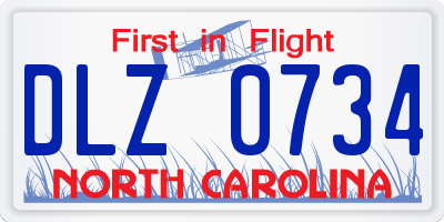 NC license plate DLZ0734